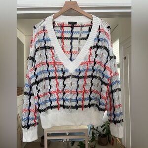 Rag & Bone New York Lloyd V-Neck Multicolor Chunky Knit Sweater